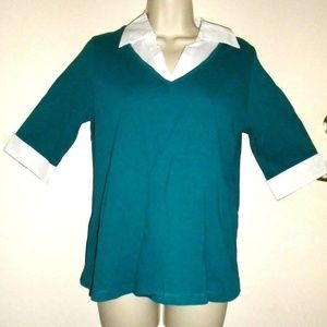 Cute Collar Cuffed Top Shirt